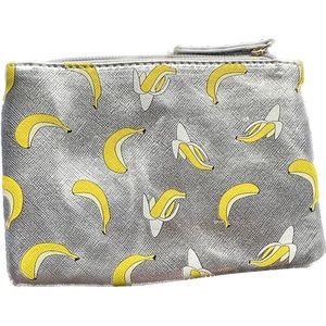 Banana zip wallet purse silver metallic new